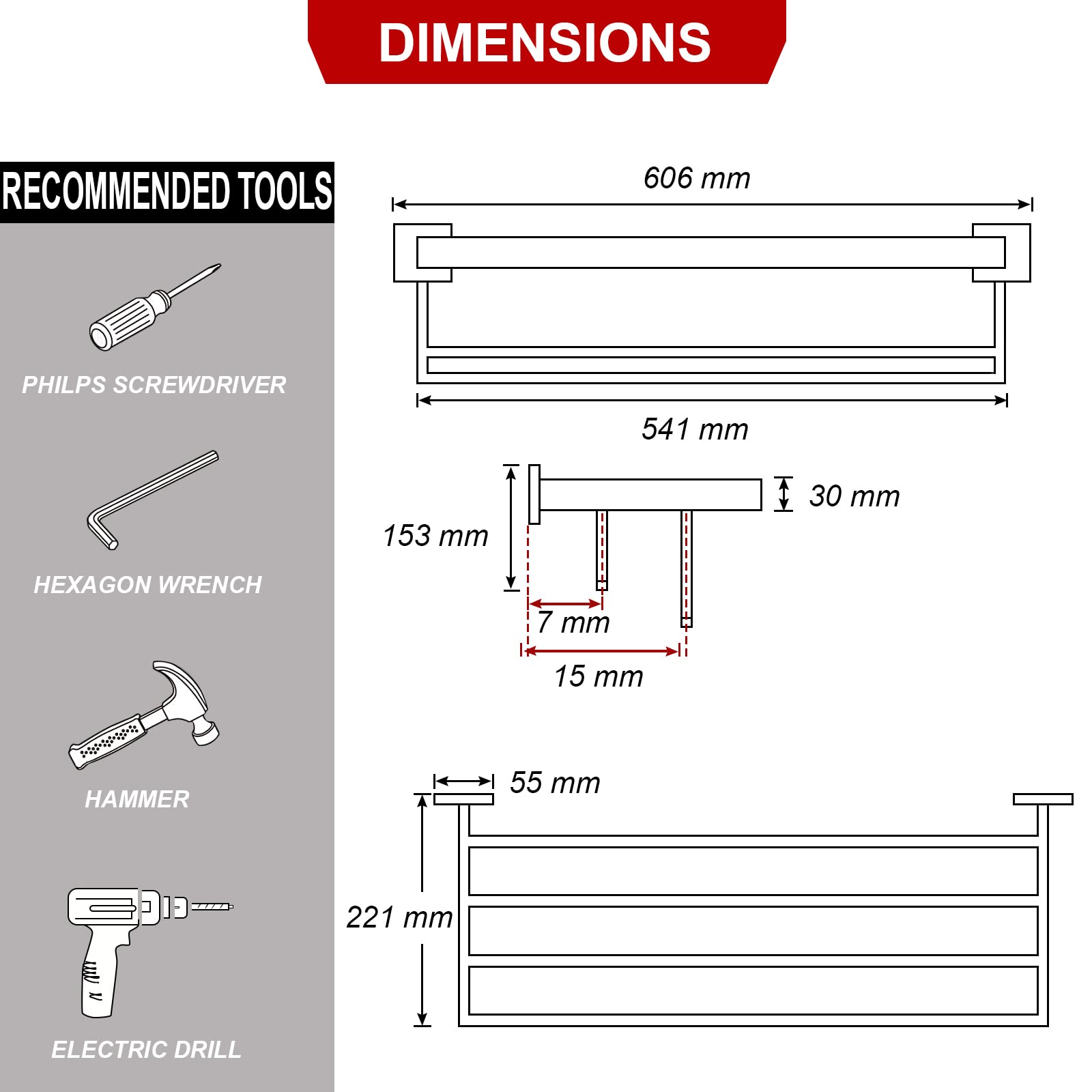Brushed Gold Stainless Steel Wall Mounted Towel Rack with 2 Bars - Modern Bathroom Towel Shelf & Hanger for Hand & Bath Towels - Perfect for Spa, Guest Bath & Master Bath Organization