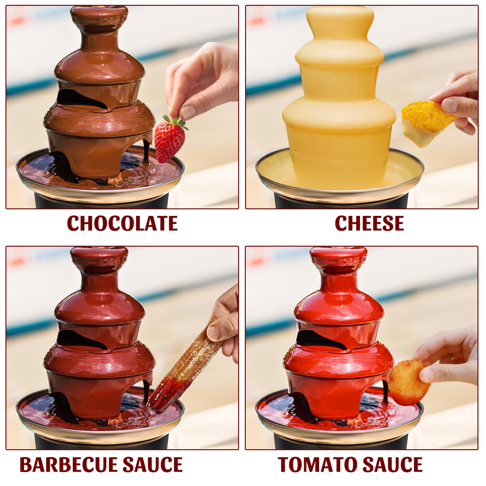 3-Tier Electric Chocolate Fondue Fountain with 6 Dipping Forks - Black Melting Machine for Chocolate, Cheese & Desserts | Perfect for Housewarming, Christmas Parties, Weddings & Family Gatherings