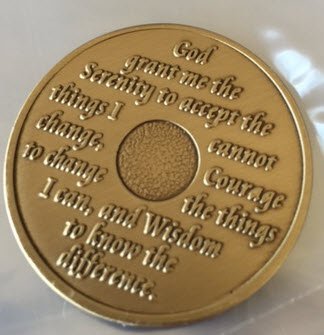 AA Alcoholics Anonymous 24 Year Bronze Medallion Recovery Chip with Serenity Prayer - Inspirational Sobriety Token for 12-Step Meetings & Personal Motivation