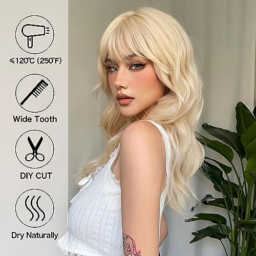Heat Resistant Dark Blonde Wavy Wig for Women - Natural Looking Synthetic Hairpiece for Cosplay, Halloween & Daily Wear