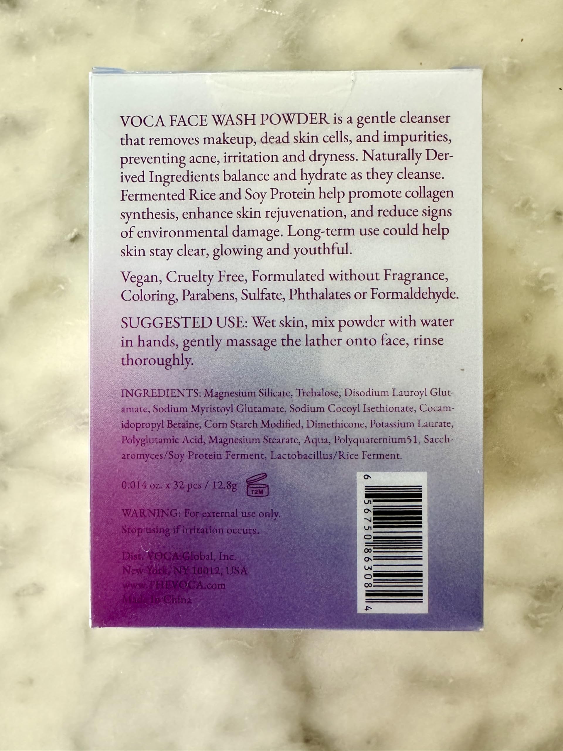 VOCA Enzyme Face Wash Powder - Gentle Exfoliating Cleanser for Makeup Removal, Sunscreen & Oil Control - Brightening Scrub for Acne, Blemish & Glowing Skin - Travel Size Facial Exfoliator (32 Capsules) - Perfect for Daily Skincare Routine & On-the-Go Travel