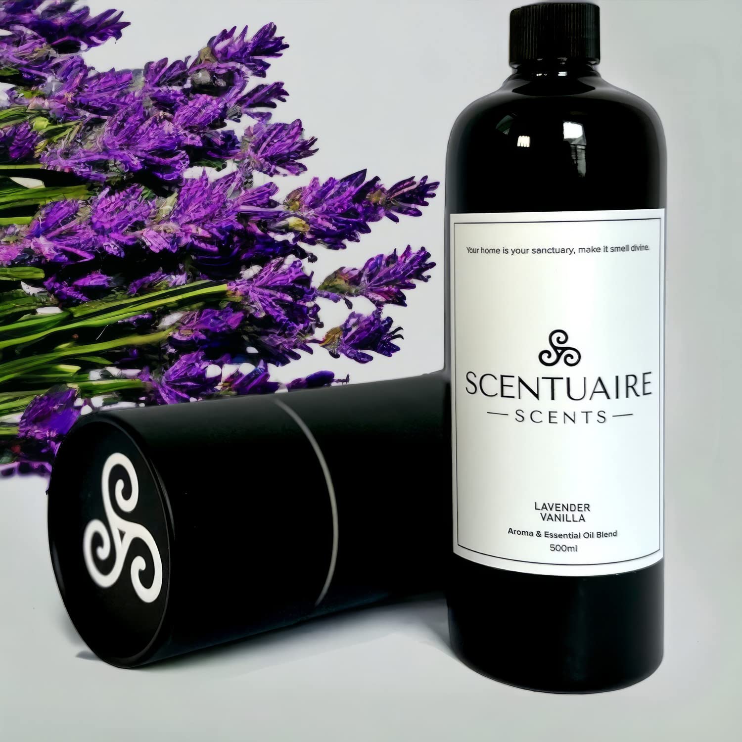 500ml Lavender Vanilla Essential Oil for Aromatherapy Diffusers | Premium Scented Oil Refill | Relaxation & Sleep Aid for Home & Spa