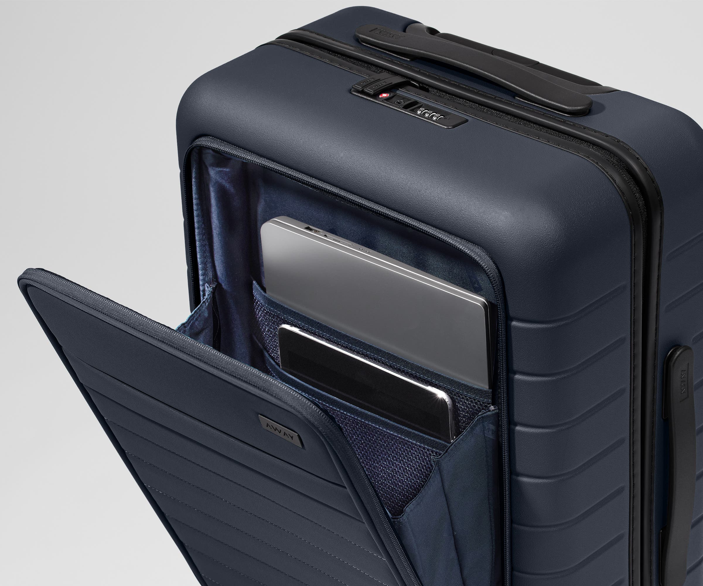 Premium Navy Blue Executive Carry-On Luggage - Lightweight & Durable Business Travel Suitcase for Airplane Cabin Use