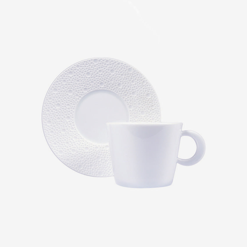 Bernardaud Ecume Breakfast Cup and Saucer Set - Fine Porcelain Tea Cup with Saucer for Morning Coffee, Tea, or Breakfast - Perfect for Home, Café, or Gift Giving