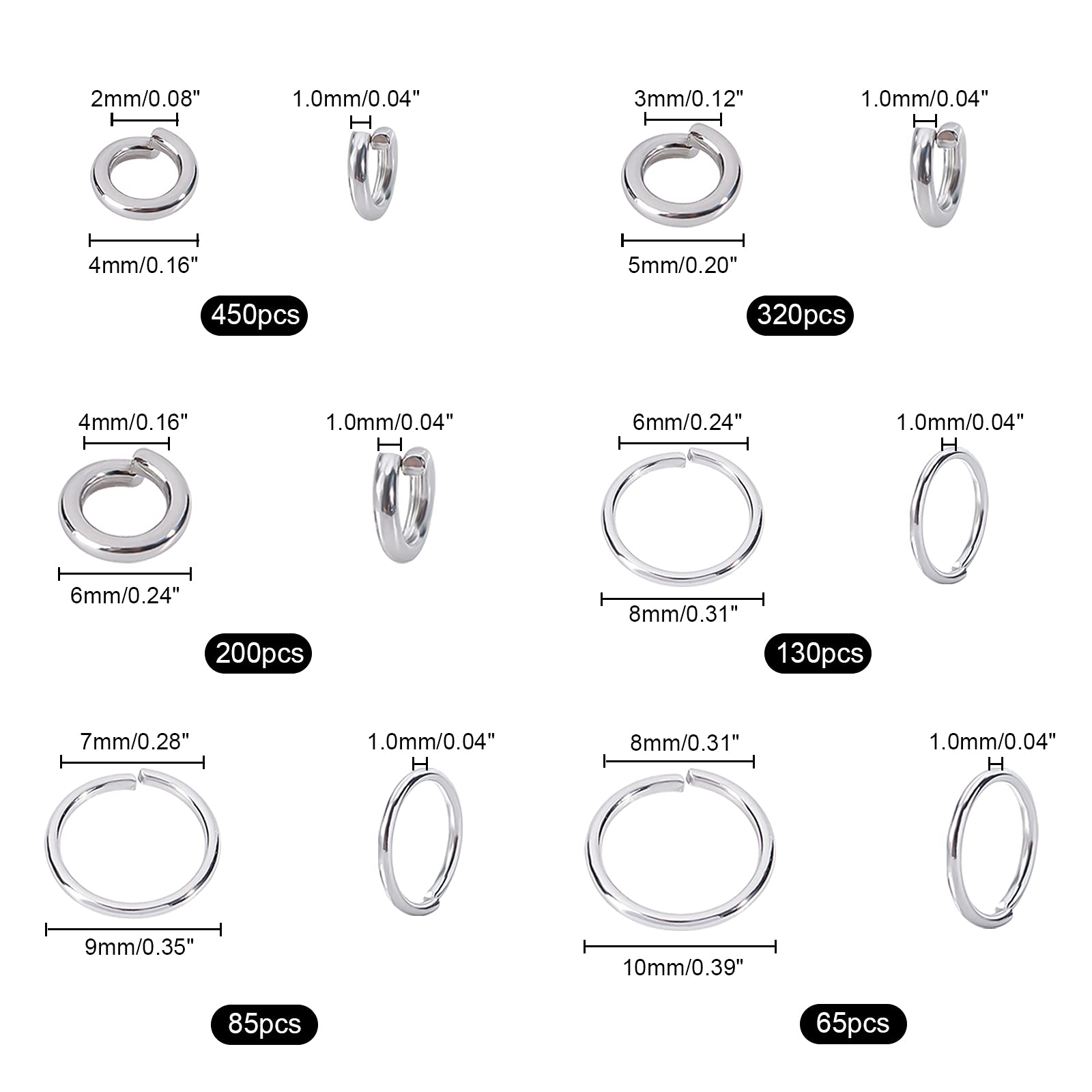 560pcs 304 Stainless Steel Eye Pins & 1000pcs Open Jump Rings for Jewelry Making - Earrings, Bracelets, Pendants DIY Craft Supplies | Perfect for Beading, Wire Wrapping & Handmade Jewelry Projects