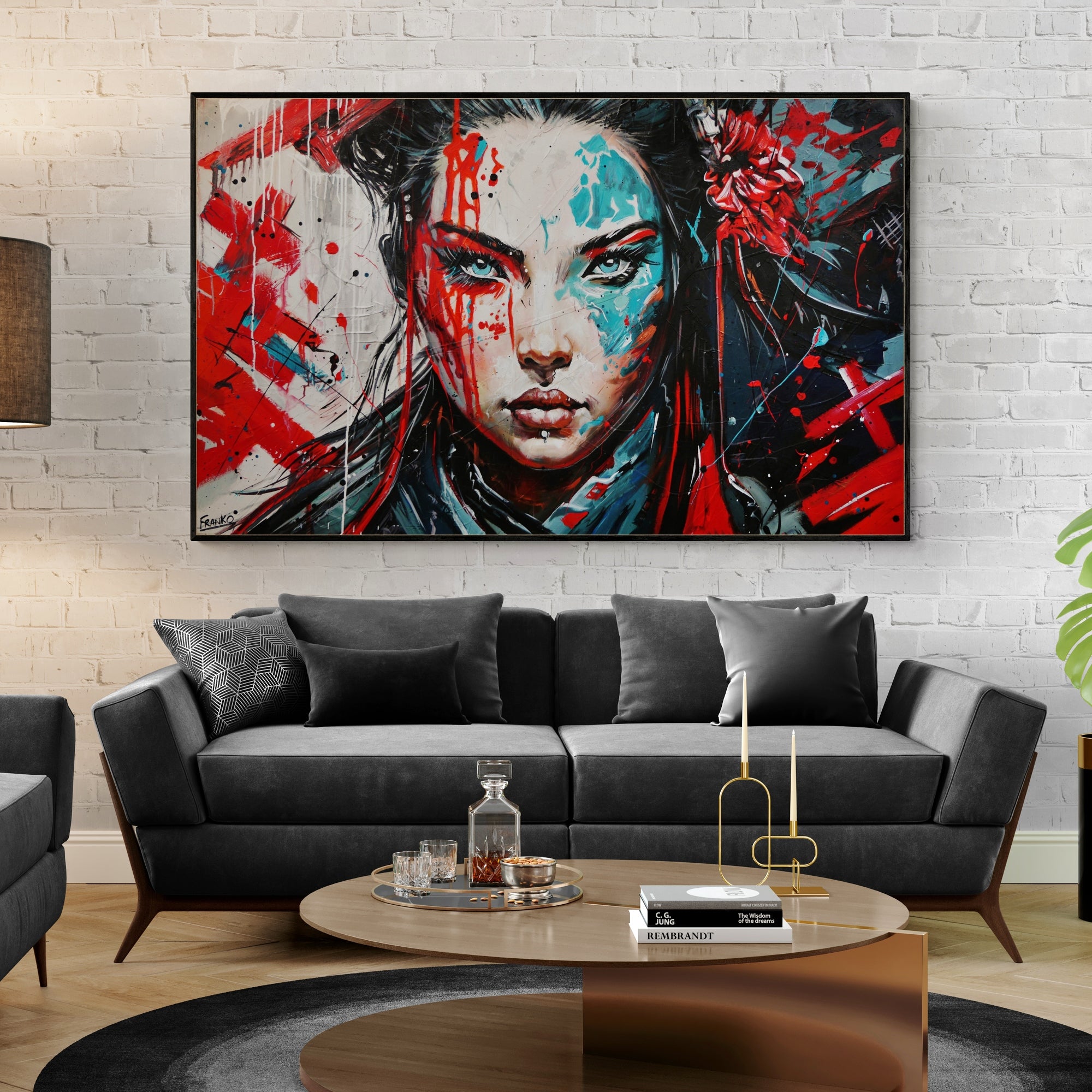 Brave and Beautiful Abstract Realism Framed Textured Painting - 63x39 Inches Large Wall Art - Perfect for Living Room, Bedroom, or Office Decor