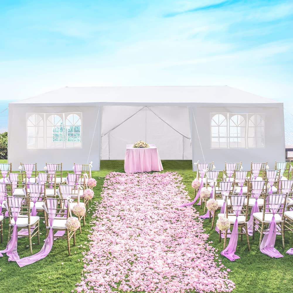 10x30 Party Tent - Large Outdoor Canopy with 8 Removable Sidewalls & Windows - Perfect for Weddings, Birthdays, Backyard Events - White Temporary Shelter for Outdoor Gatherings, Picnics, Festivals & Camping