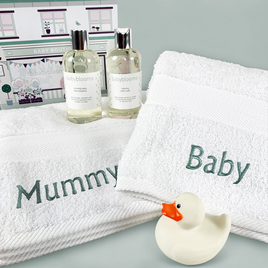 Mummy and Me Bathtime Hamper Set - Matching Mother & Baby Bath Accessories for Spa Relaxation | Perfect for Bonding Time, Baby Showers & Nursery Decor