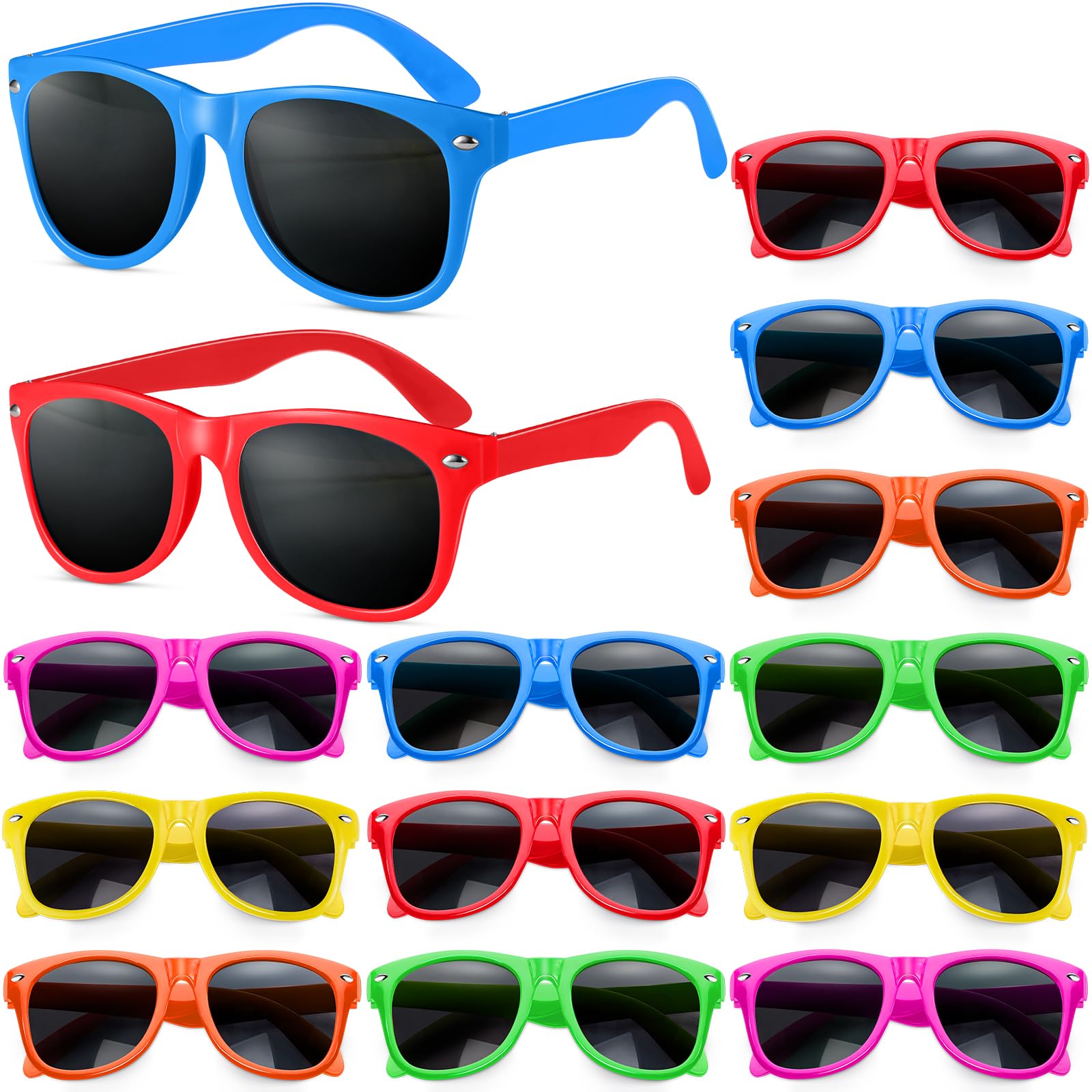 GINMIC 12-Pack Kids Sunglasses - Neon UV Protection Sunglasses for Boys & Girls - Perfect Birthday Party Favors, Beach & Pool Party Supplies - Fun Summer Gifts for Outdoor Activities, Playdates & Vacations