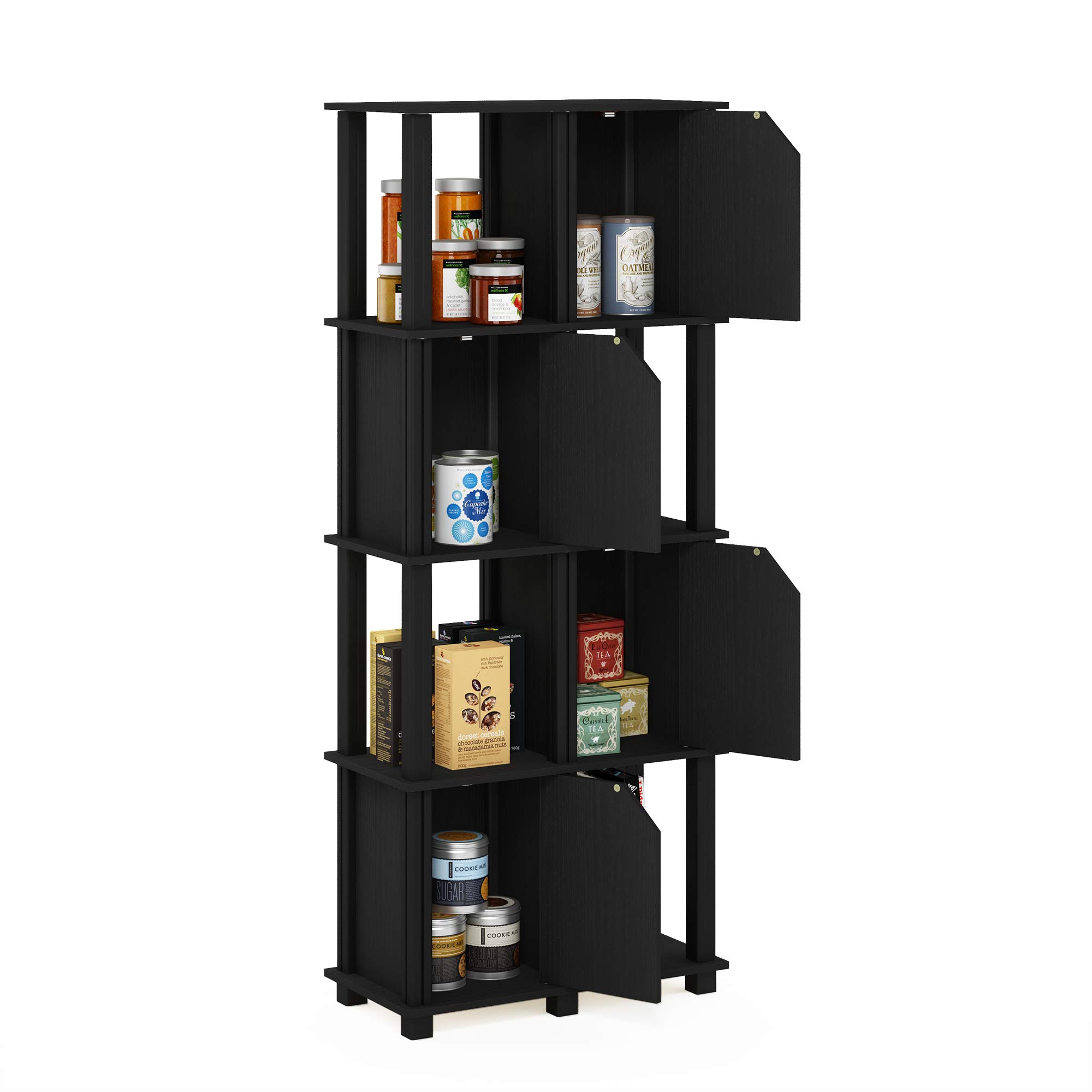 FURINNO Brahms 5-Tier Storage Shelf, Black Oak/Black - Space-Saving Organizer for Living Room, Bedroom, Office & Garage