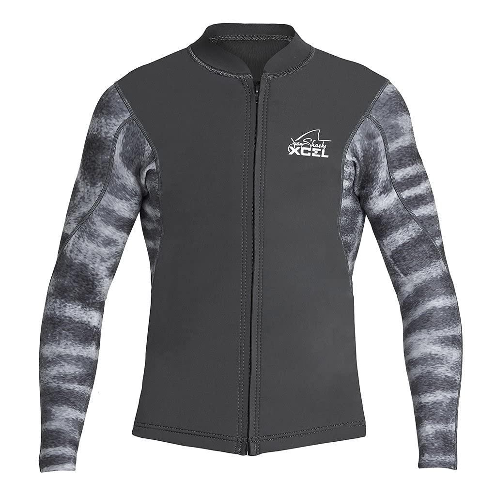 XCEL Men's 2/1mm Front Zip Wetsuit Jacket for Surfing, Diving & Water Sports - Quick-Dry Neoprene Swim Top with Thermal Protection