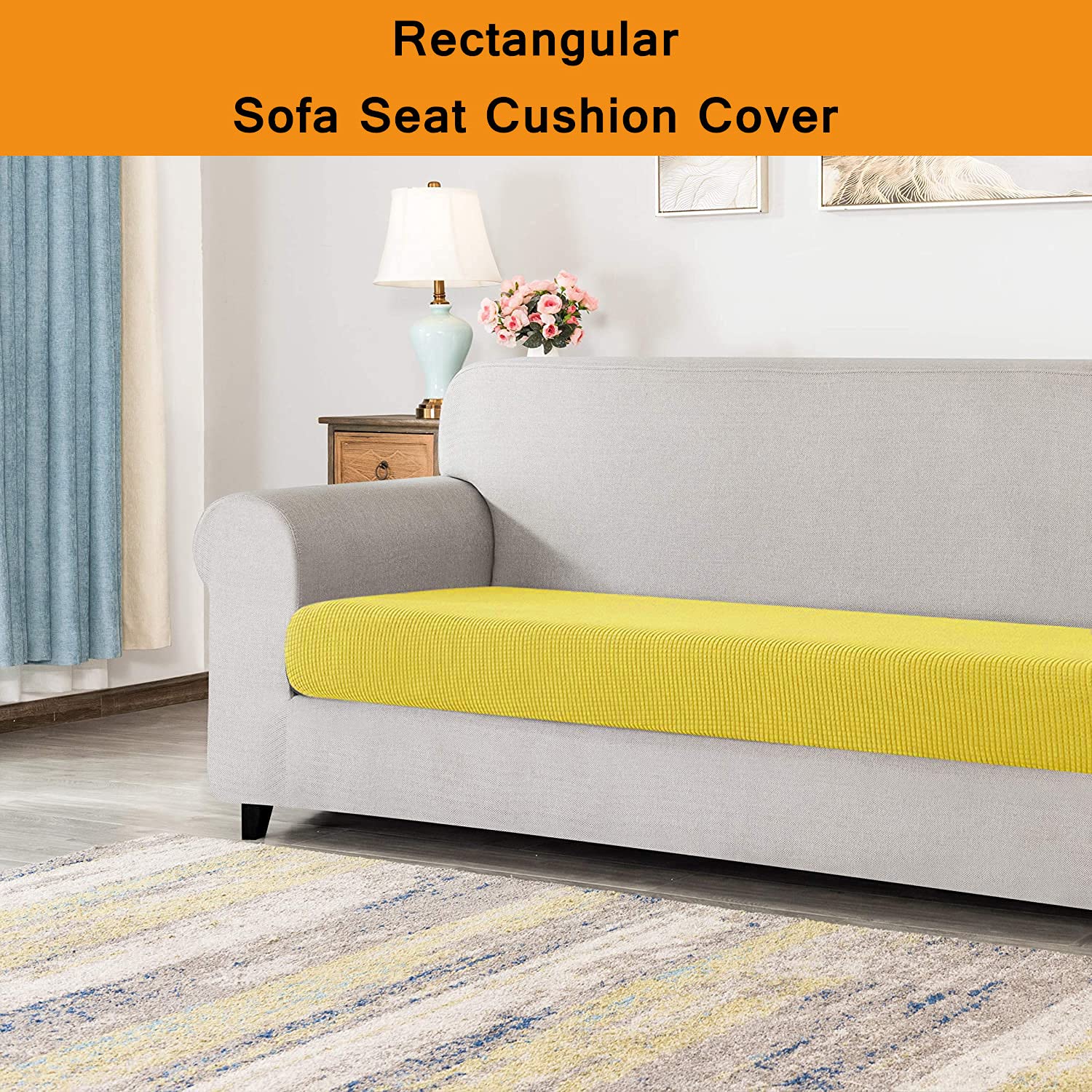 Stretch Waterproof Sofa Cushion Cover - High Elastic Fabric Slipcover for 2-Seater Couches (Emerald Green, Large) | Water-Repellent & Durable for Living Room, Office, or Outdoor Furniture Protection