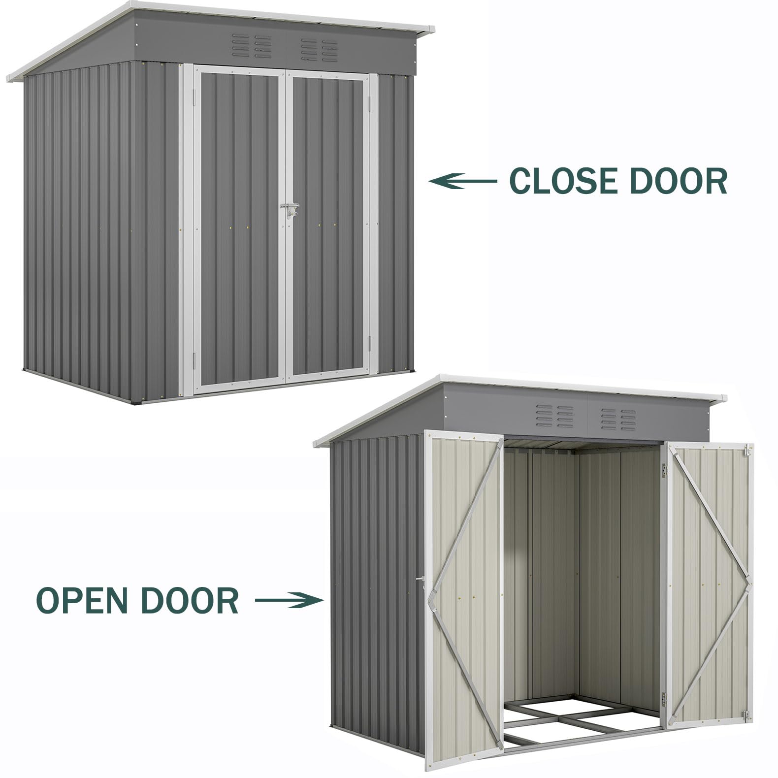 6x4 FT Outdoor Storage Shed - Lockable Metal Garden Shed for Tools, Patio & Backyard Organization | Weather-Resistant Lawn & Yard Storage Solution for Gardening Equipment & Outdoor Gear