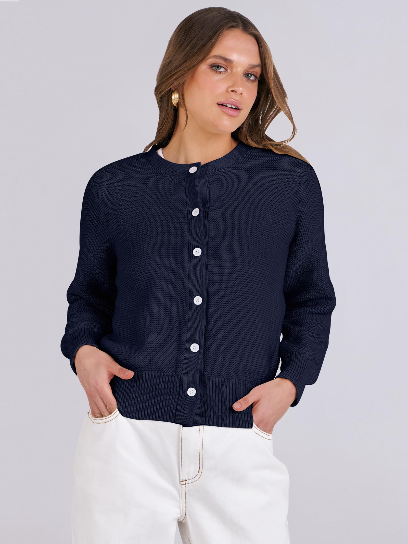 Caracilia Women's Cropped Cardigan Sweater - Open Front Tweed Knit Button Down Jacket for Casual & Dressy Wear | Spring 2025 Outwear | Perfect for Office, Date Night & Weekend Outings