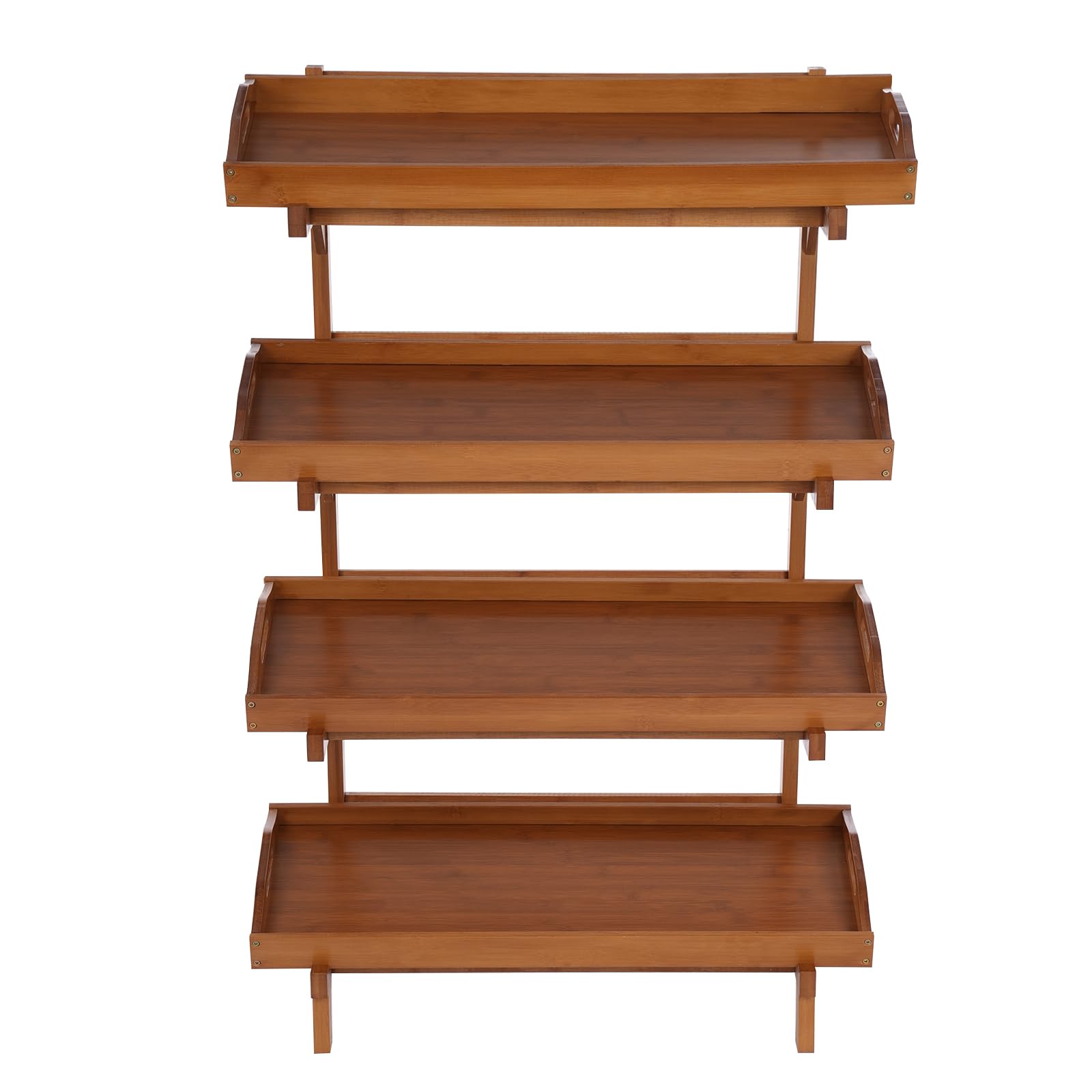 4-Tier Bamboo Fruit & Vegetable Storage Rack - Space-Saving Kitchen Organizer for Fruits, Veggies & Snacks - Perfect for Pantry, Countertop, Dining Room & Restaurant Use (Tea Color)