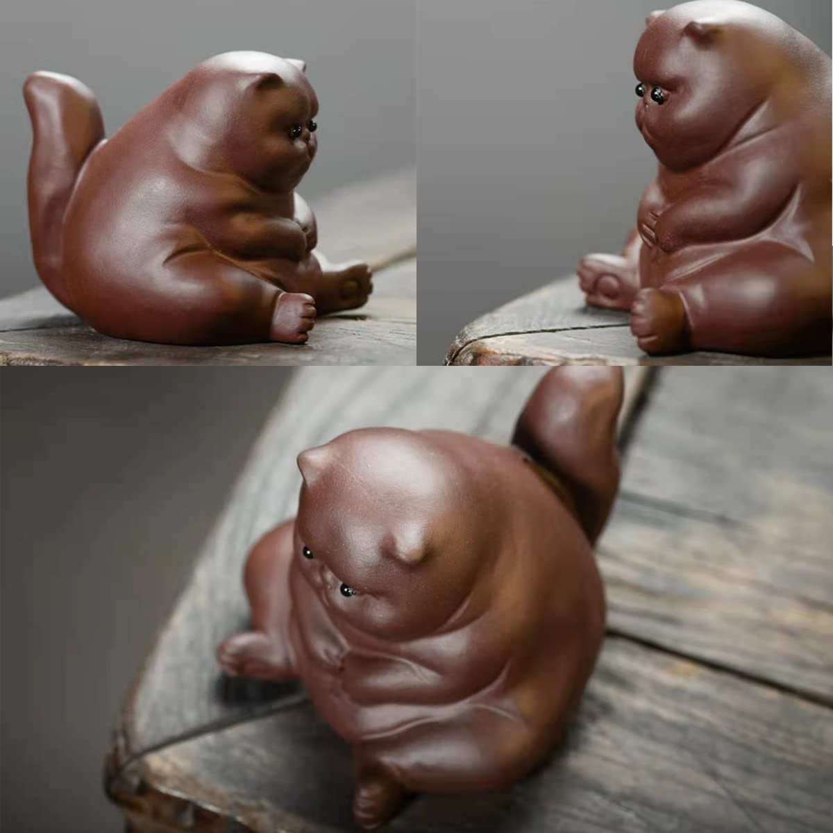 Zisha Clay Angry Cat Tea Pet Figurine - Kung Fu Style Tea Ceremony Ornament, Frog Tea Set Accessory for Tea Table & Tearoom Decor - Perfect Gift for Tea Lovers (Red Cat, 2-Piece Set) - Ideal for Chinese Tea Ceremonies, Home Office Decor & Zen Meditation Spaces
