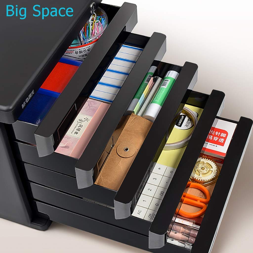 4-Drawer Desktop File Cabinet with Safety Lock - Black Office Desk Organizer for Documents, Supplies & Stationery Storage | Perfect for Home, Office & Workspace Organization