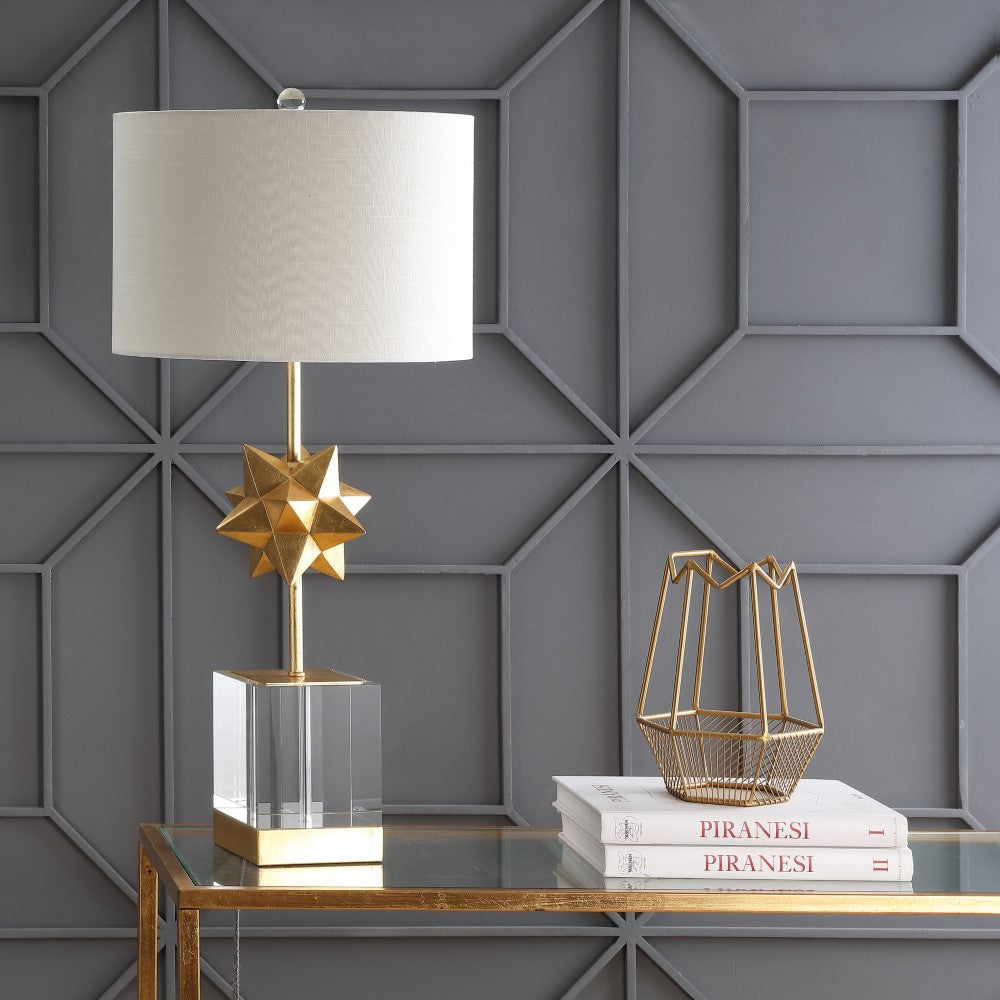 Estelle 32 LED Modern Table Lamp with Metal Base & Crystal Accents - Elegant Home & Office Lighting for Living Room, Bedroom, or Study Desk