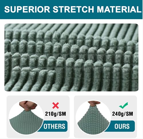 3-Piece T-Cushion Sofa Slipcover Set - Thick Stretchable Couch Cover with 2 Individual T-Cushion Protectors - Washable Furniture Protector for Loveseat (Green) - Perfect for Living Room, Family Room & Home Decor Protection
