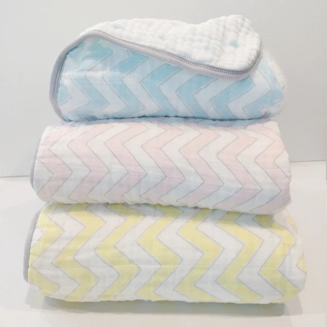 Luxury Muslin Baby Blanket - Soft Chevron Pastel Yellow Swaddle Blanket for Newborns | Perfect for Nursery, Swaddling, Stroller & Photo Shoots | SKU: BGB 0019