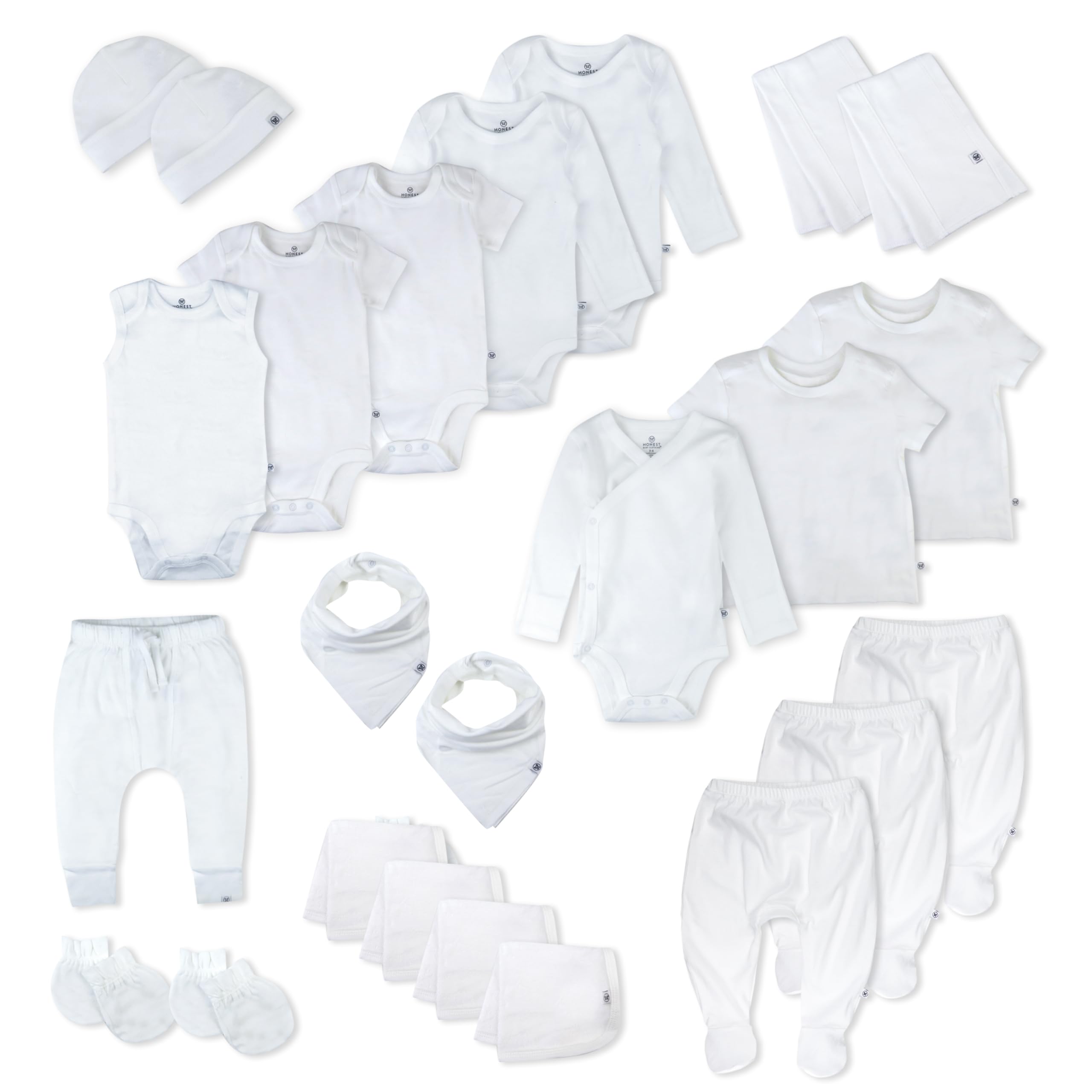 HonestBaby 100% Organic Cotton Baby Gift Sets - 5-Pack Soft & Hypoallergenic Newborn Essentials for Shower, Birthday & Holidays | Eco-Friendly & Gentle on Sensitive Skin