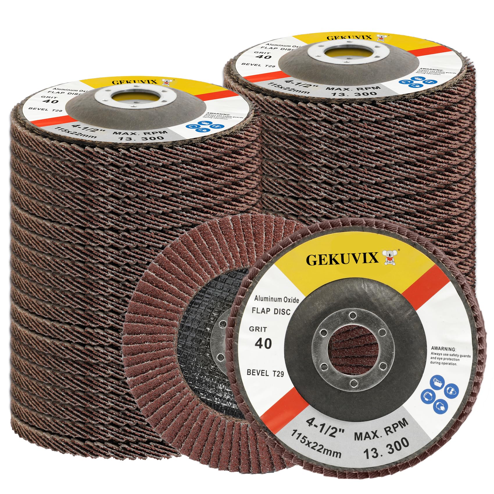 4.5 Inch Flap Discs for Angle Grinder - 40 PCS Aluminum Oxide Abrasive Wheels (40/60/80/120 Grit, Type 29) - Perfect for Metal Grinding, Wood Sanding & Surface Preparation