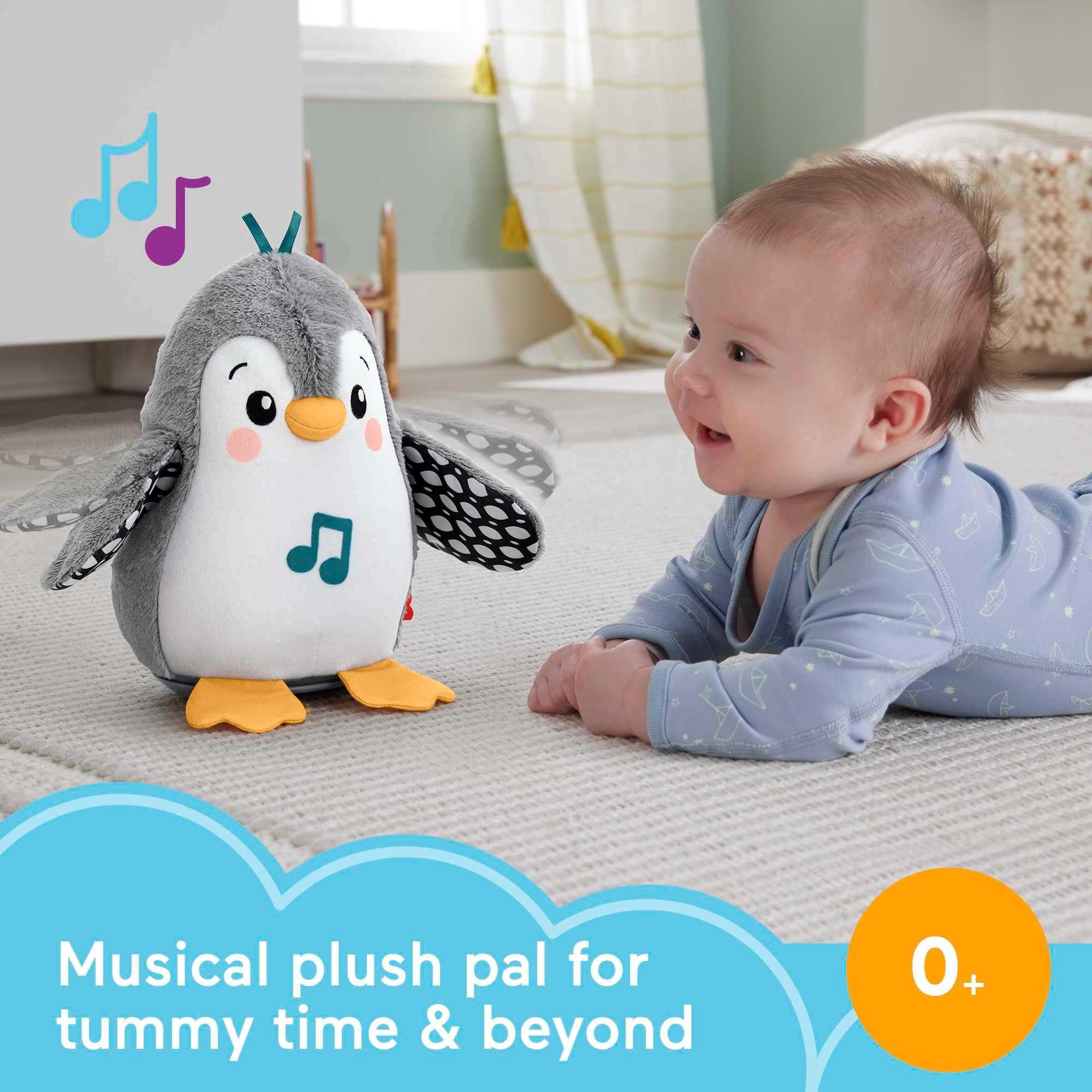 Fisher-Price Baby Tummy Time Toy - Flap & Wobble Penguin Plush with Music & Motion for Sensory Play | Newborn Developmental Toy 0+ Months | Perfect for Early Learning & Playtime