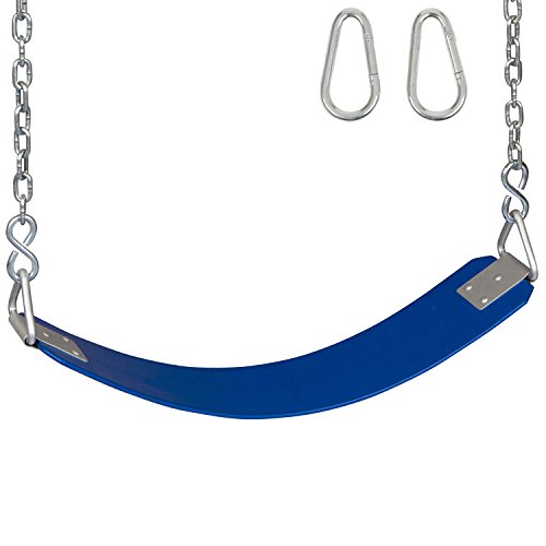 Commercial-Grade Rubber Belt Swing Seat with Heavy-Duty Chains & Hooks - Durable Playground Swing Set Accessory (Blue) - Perfect for Backyards, Parks, and School Playgrounds
