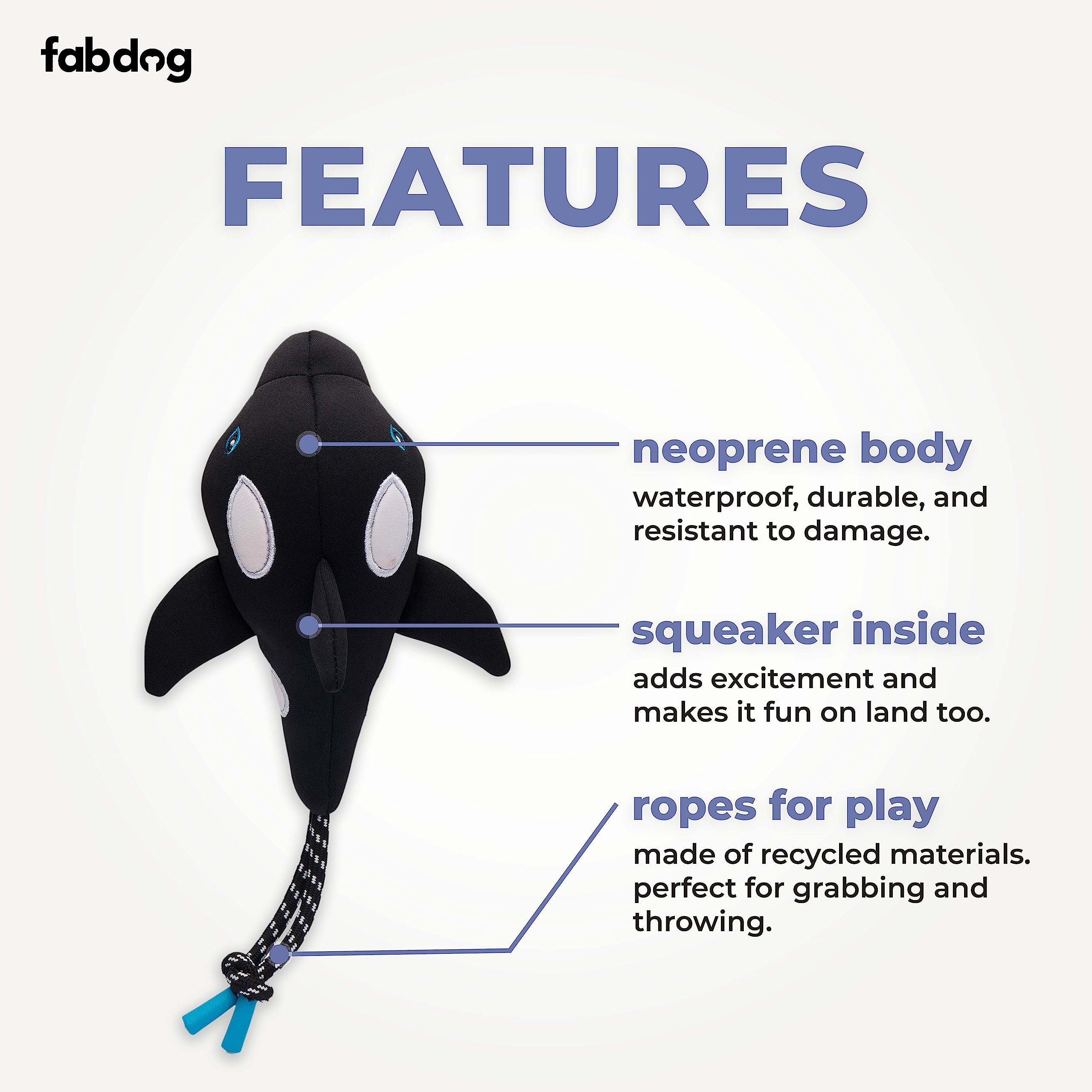 FabDog Floaties Squeaky Floating Water Dog Toys - Durable & Cute Duck & Whale Puppy Toys for All Breeds - Eco-Friendly Nylon Squeak Toy Made with Recycled Materials - Perfect for Pool, Beach & Outdoor Water Play