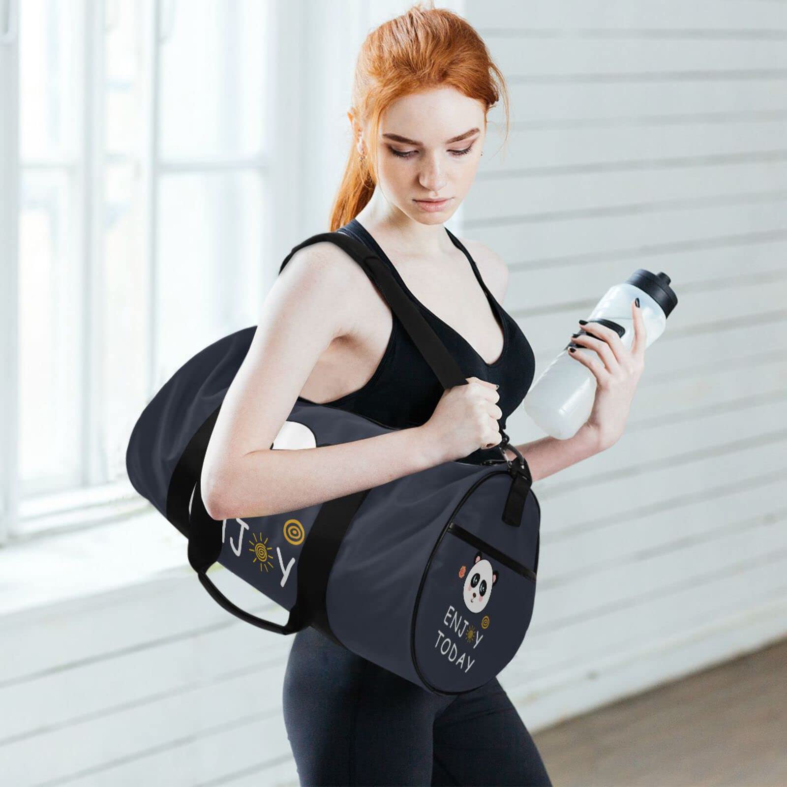 Acpigg Gym Bag Sports Duffel Bag - Cute Panda & Sunflower Design Travel Luggage for Women, Men, Boys & Girls - Perfect for Gym, Weekend Trips & Sports Activities