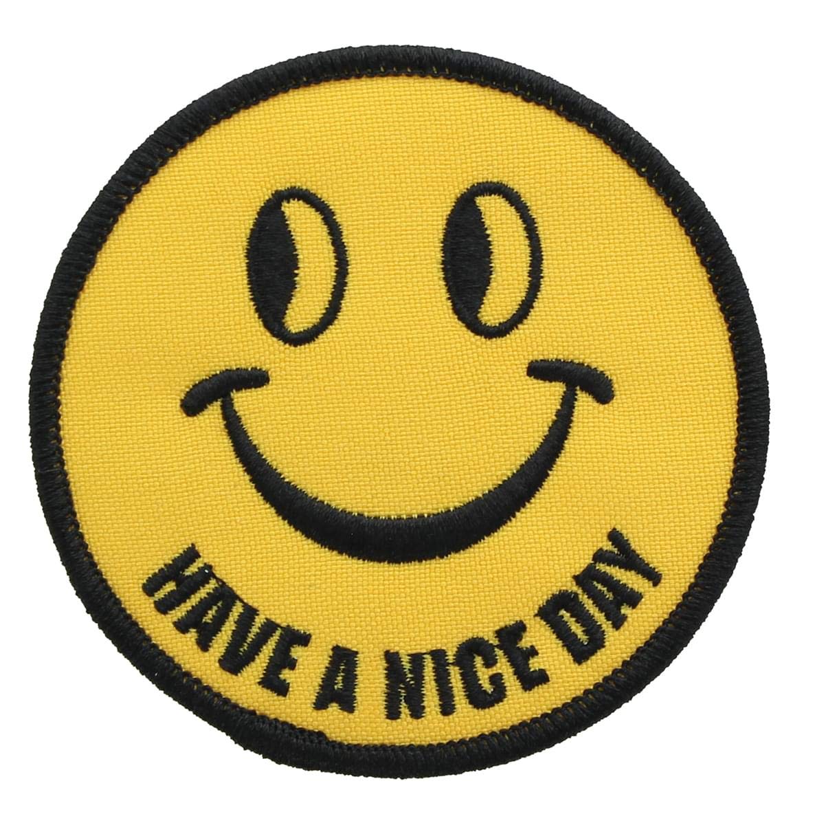 Smiley Face 'Have a Nice Day' Iron-On Fabric Patch - DIY Sewing Applique for Jackets, Bags & Denim - Perfect for Customizing Clothes & Accessories
