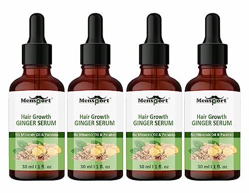 **MenSport Hair Growth Ginger Serum for Hair Loss Treatment – Natural Ginger Extract for Thicker, Fuller & Healthier Hair – 4 x 30ml Pack – Perfect for Daily Scalp Care & Hair Regrowth**