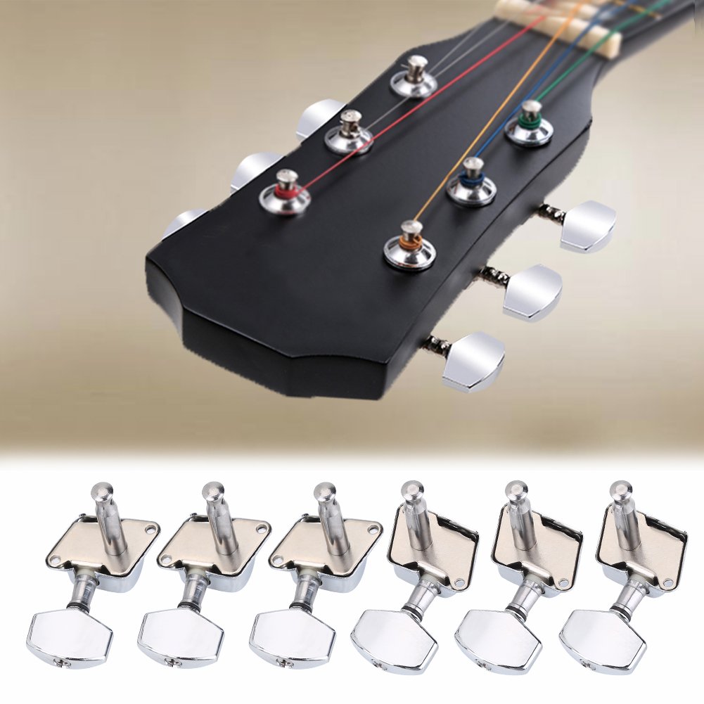 3 Left/3 Right Machine Heads Guitar Pegs - Premium Metal Tuning Keys for Kids & Folk Guitars - Perfect Music Gift for Beginners & Musicians - Ideal for Guitar Maintenance, Tuning & DIY Repairs