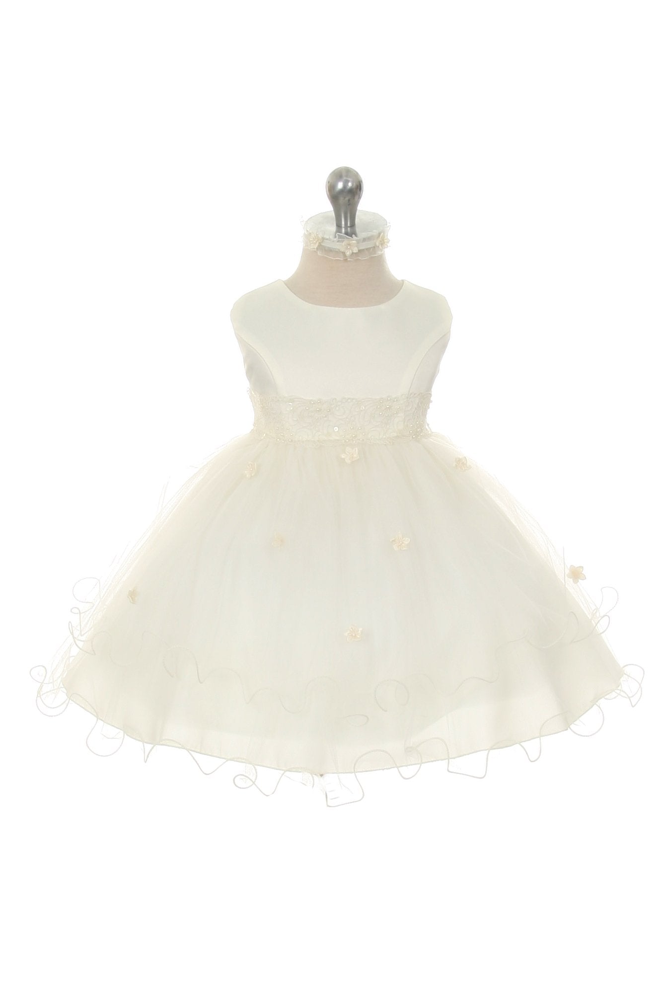 Lace and Beads Trim Baby Dress - Elegant Infant Girl Outfit for Special Occasions, Parties, and Photo Shoots