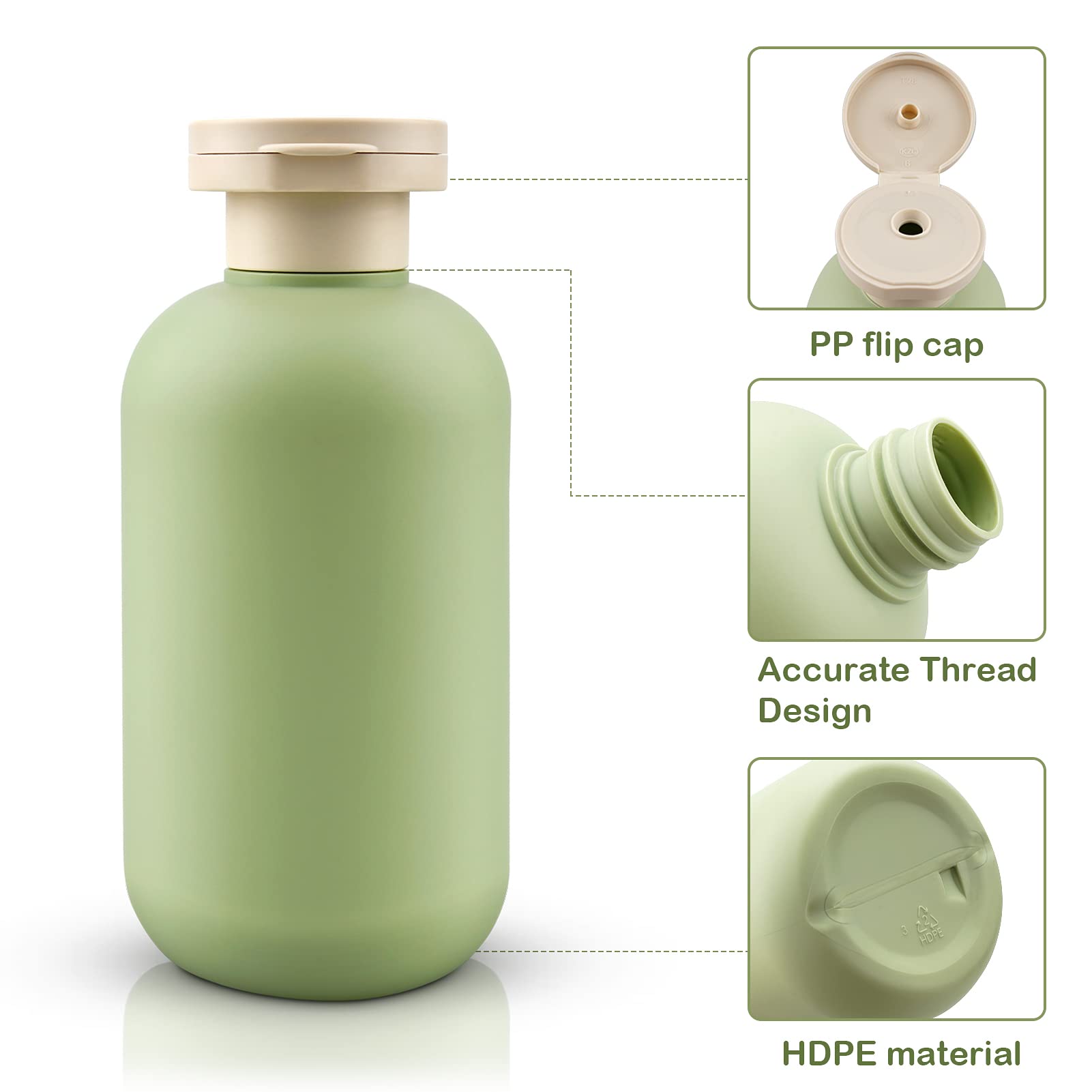 Cosywell 6.8oz Squeeze Bottles with Flip Cap - Leak Proof Refillable Travel Containers for Toiletries, Shampoo & Conditioner (2 Pack) - Perfect for Air Travel, Gym & Camping Essentials