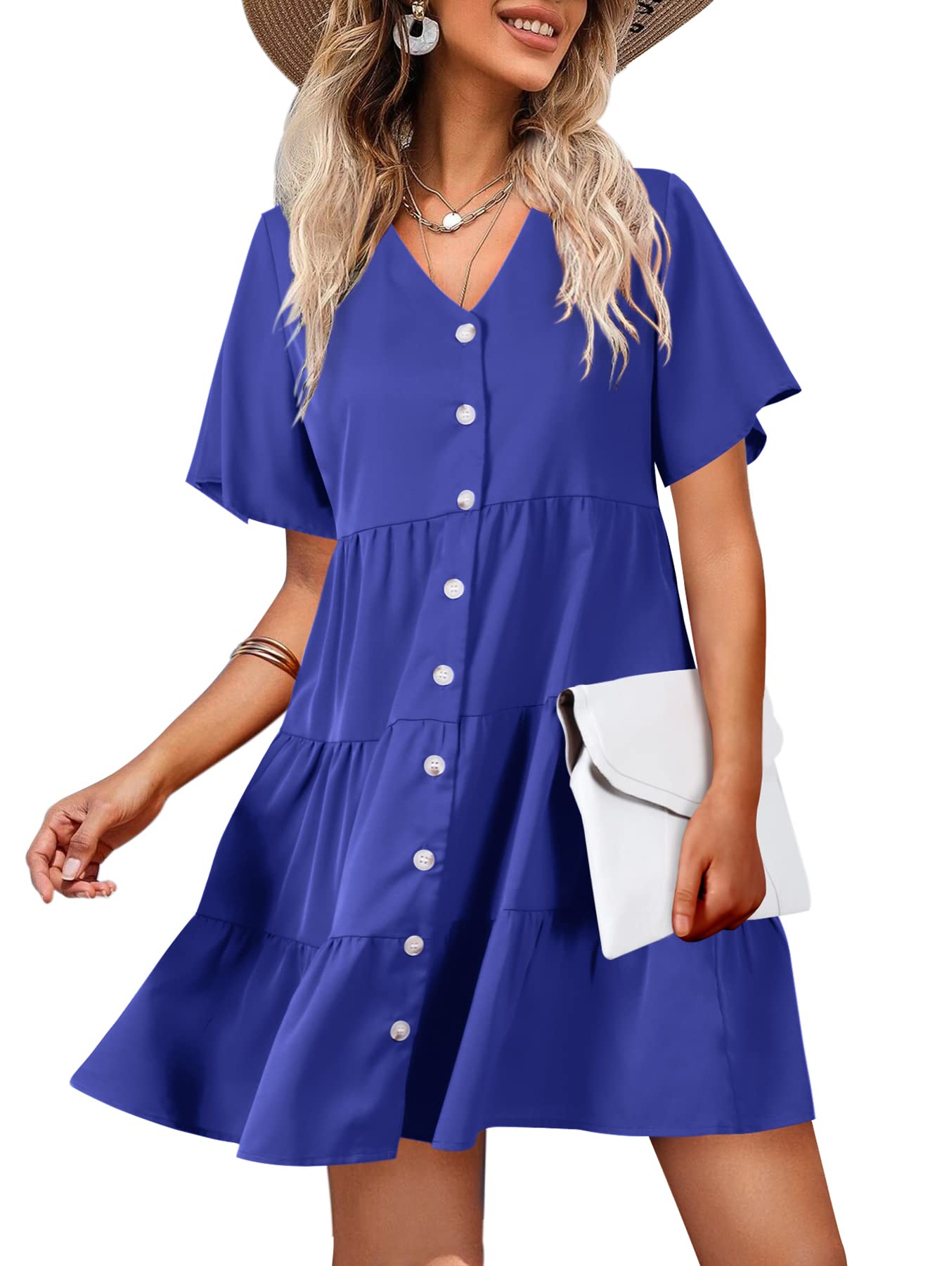 Amoretu Women's Summer Swing Dress - Casual Flowy Tunic Beach Dress with Pockets | Perfect for Vacation, Beach Outings & Summer Parties
