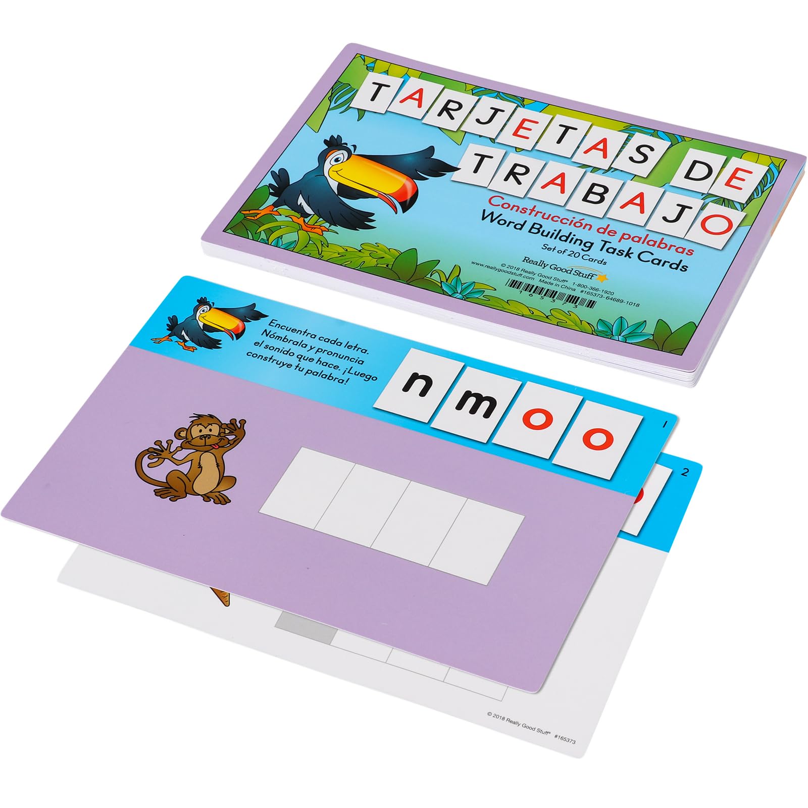 Spanish Word Building Task Cards - Really Good Stuff Tarjetas de Trabajo: Construcción de Palabras - 21 Educational Flash Cards for Language Learning & Classroom Activities