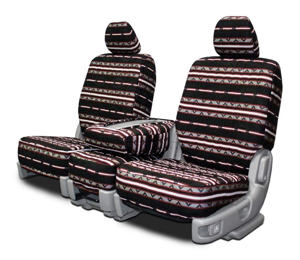 Custom Fit Ford Ranger Front Seat Covers 40/60 Split Bench - Black Aztec Design | Waterproof & Durable Car Accessories for Pickup Trucks | Perfect for Off-Roading, Camping & Daily Commute