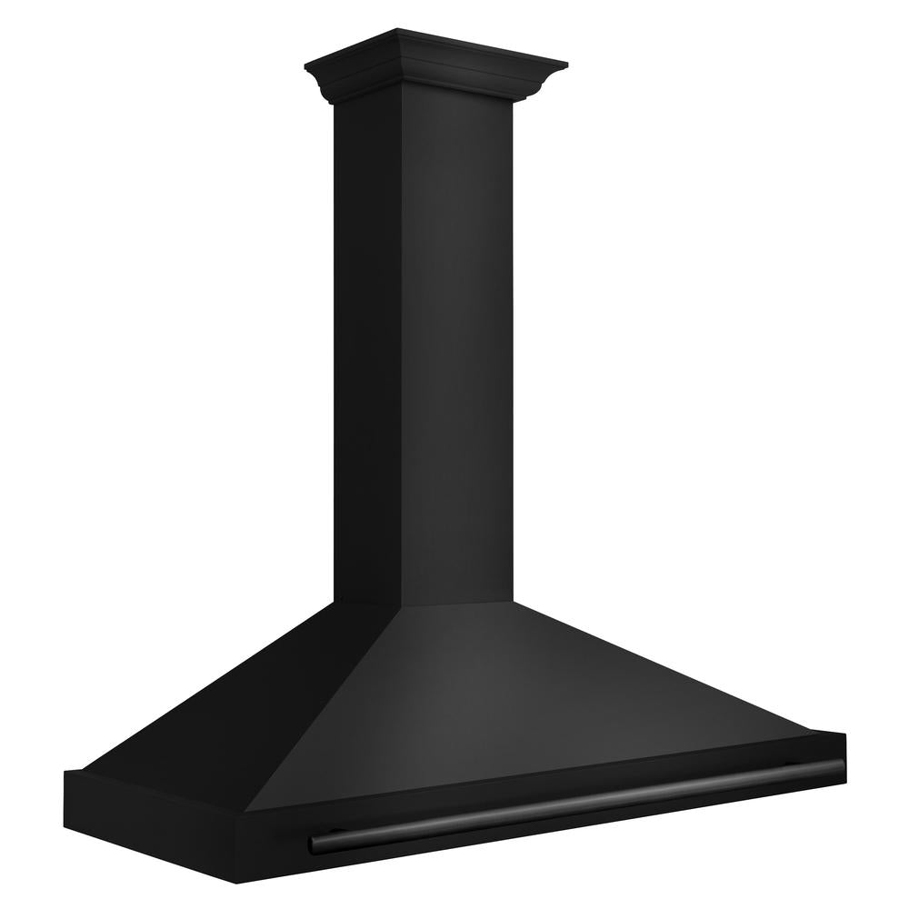 ZLINE 48 Inch Convertible Black Stainless Steel Wall Mount Range Hood with Black Stainless Steel Handle (BSKB4X 48) - Powerful Kitchen Ventilation for Gas Stoves, Cooking, and Smoke Removal