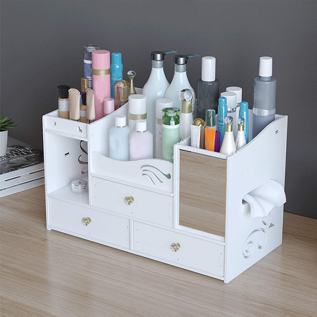 Makeup Organizer with Mirror - Cosmetic & Jewelry Storage Box, Drawer Case for Vanity, Bathroom, and Travel | Perfect Gift for Women
