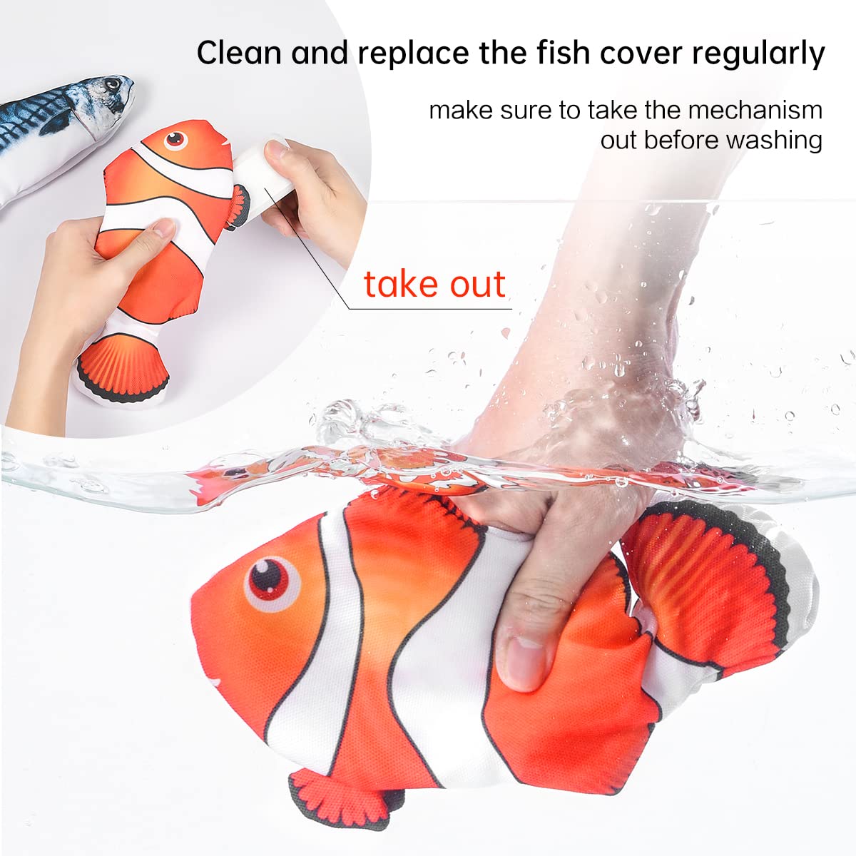 2 Pack Electric Moving Dog Fish Toy with Updated Motor - Realistic Flopping Interactive Pet Toy for Small Dogs (Washable Oxford Cloth Cover Included) - Perfect for Indoor Play, Training & Boredom Relief