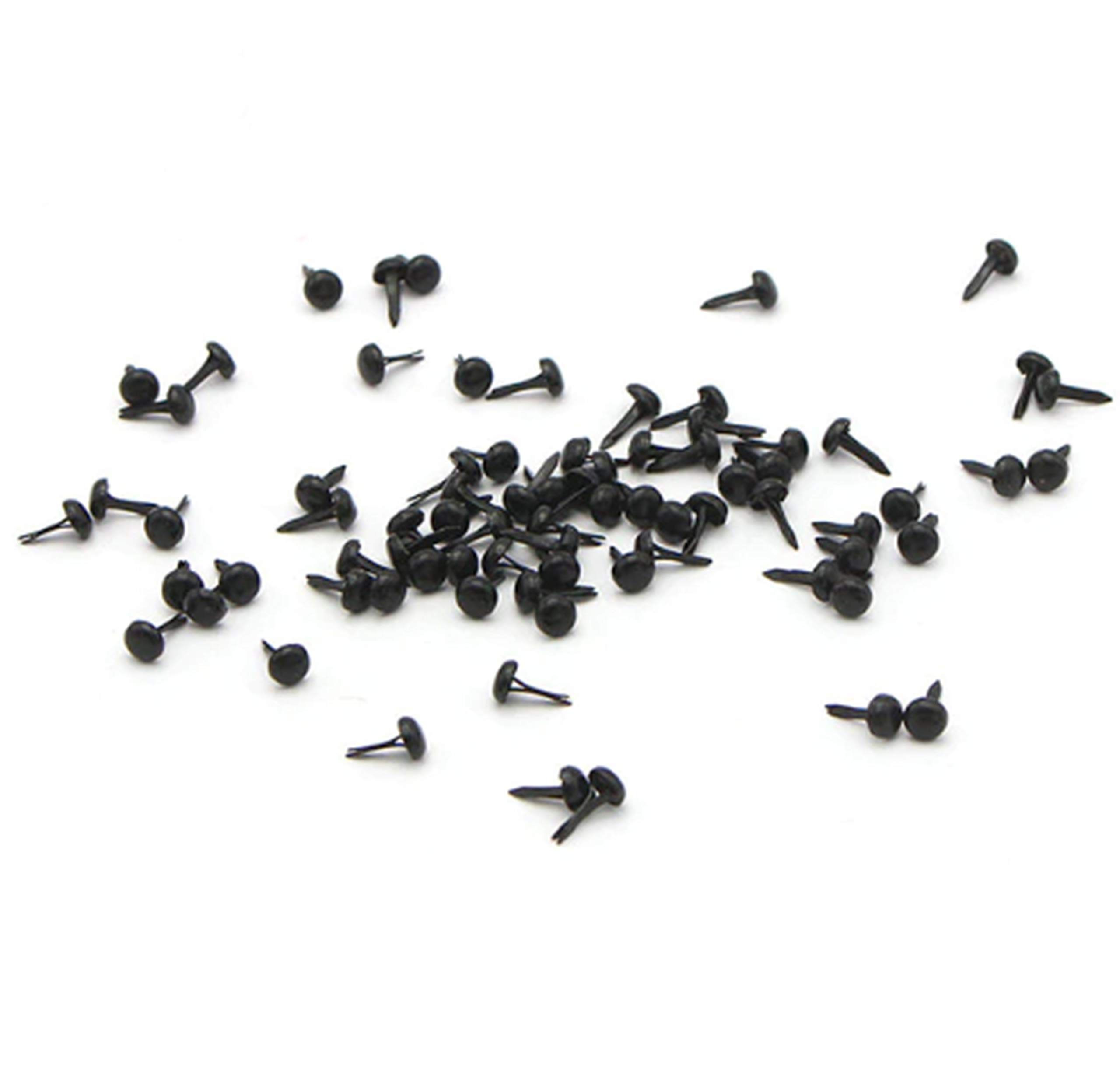 Small Black Round Fastener Brads Metal for Craft Supplies - DIY Scrapbooking, Card Making & Sewing Projects (100-Pack)