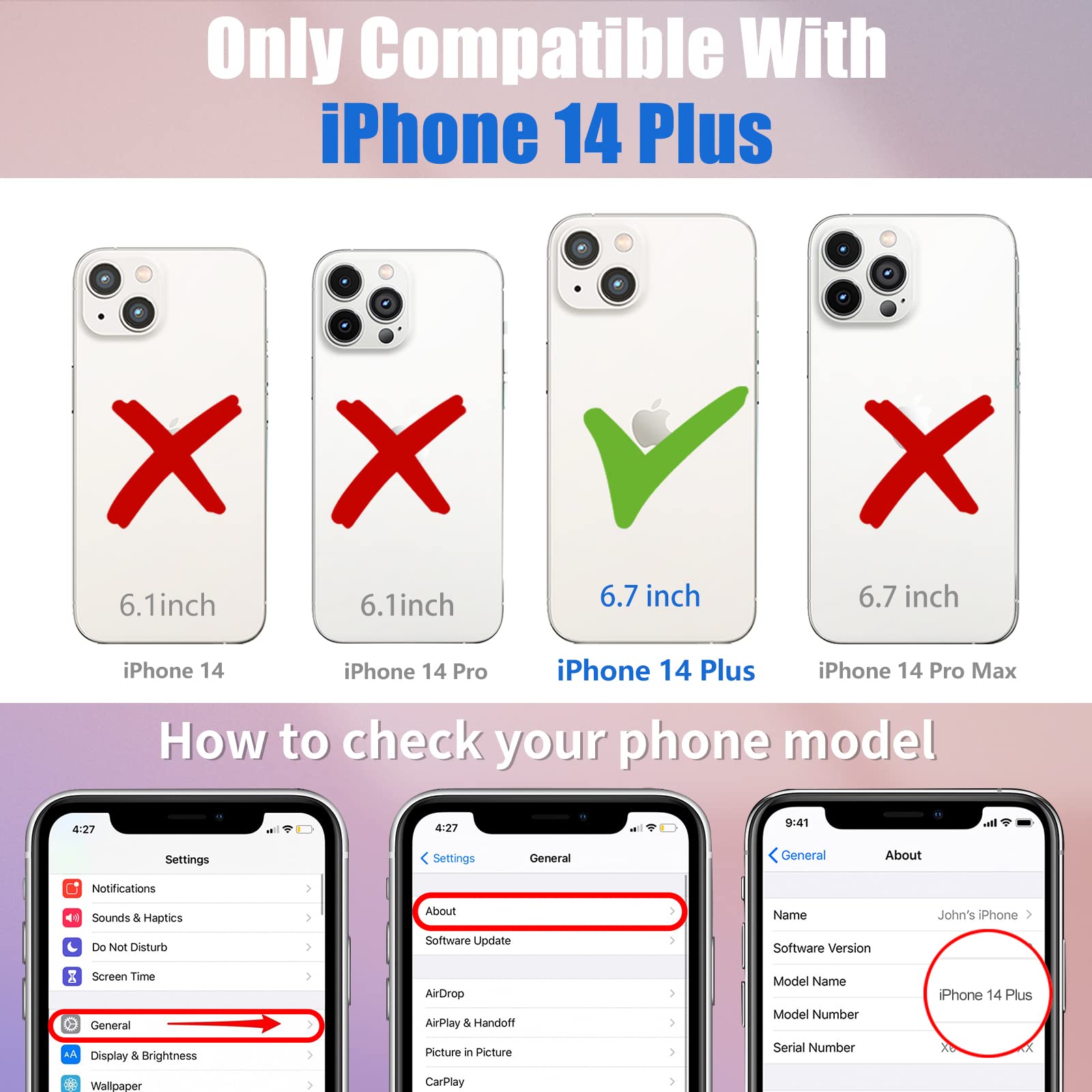 2 in 1 iPhone 14 Plus Case with Ring Holder - Trendy Aesthetic Collage Design, Soft TPU Bumper Cover for Women & Girls, Cute Quotes & Good Vibes Art (6.7