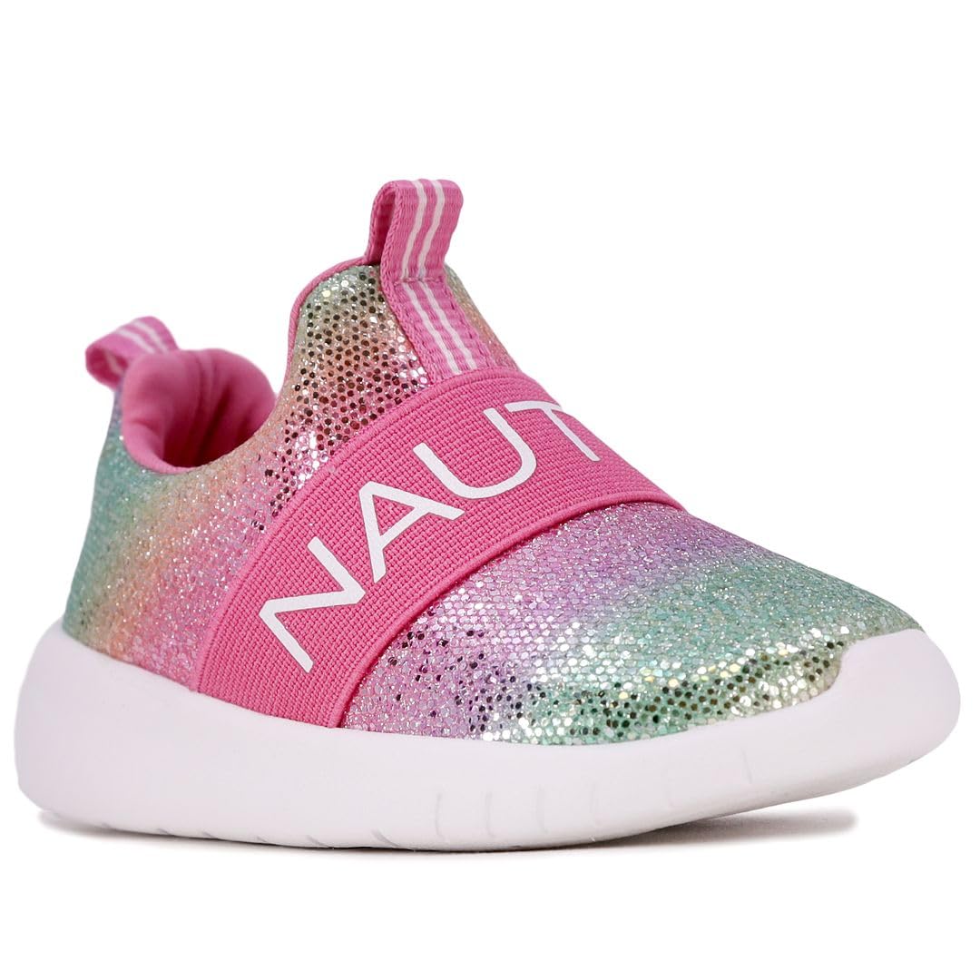 Nautica Girls' Slip-On Sneakers - Lightweight Athletic Running Shoes for Toddlers & Kids - Perfect for Walking, Running, Tennis & Sports - Comfortable Playtime & School Activities