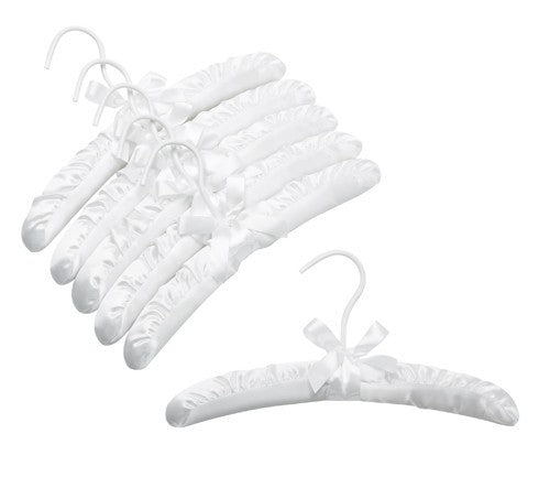 12 Pack White Satin Padded Children's Clothes Hangers - Gentle on Delicate Fabrics, Perfect for Kids Wardrobe Organization & Special Occasion Outfits