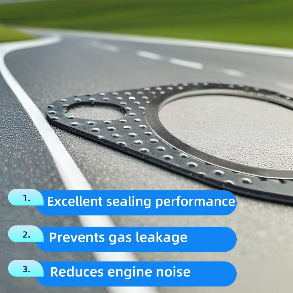 High-Temperature Exhaust Donut Gaskets 3-Pack - Fireproof Flange Gaskets with 2 Bolt Holes (2
