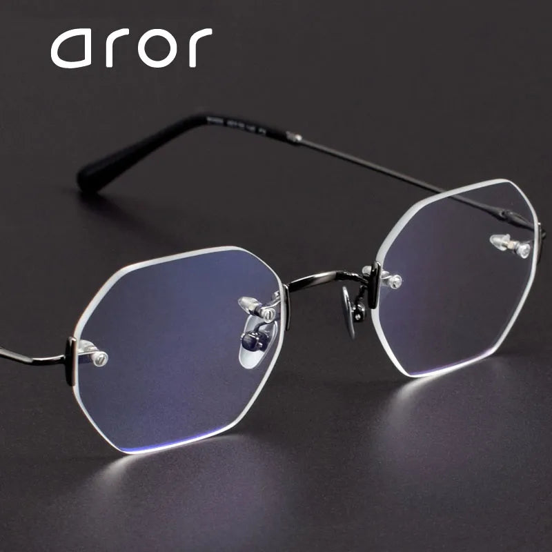 Aror Women's Rimless Polygon Oval Titanium Eyeglasses 4909 - Lightweight & Durable Titanium Frame for Everyday Wear, Reading, Work & Fashion Accessories