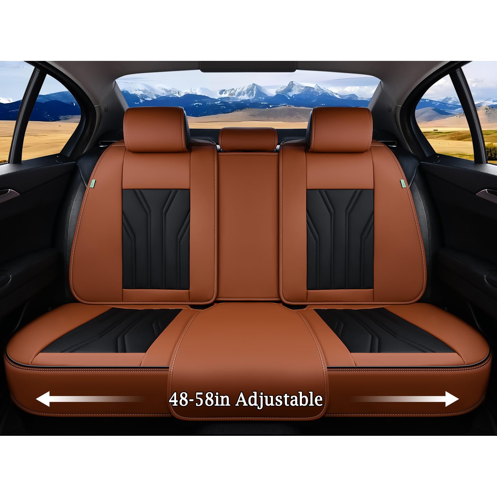 Premium FLORICH Leather Car Seat Covers Full Set (5 Seats) - Universal Fit for Most Cars & Trucks - Brown & Black - Luxury Protection & Comfort for Daily Commute, Road Trips & Family Travel