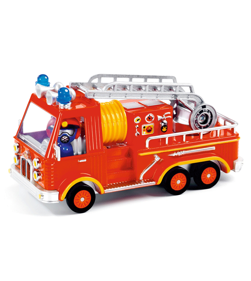 Captain Fire Crazy Motors by Djeco - Exciting Wooden Racing Car Toy for Kids - Perfect for Pretend Play & Adventure Games