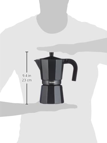 Monix Vitro Noir Italian Coffee Maker 9 Cups Black - Perfect for Home, Office & Espresso Lovers